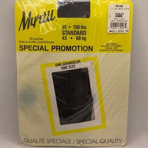 Myrtil Pantyhose Midnight Black 20 Denier Sandal Foot 95-150 lbs Nylon Vintage